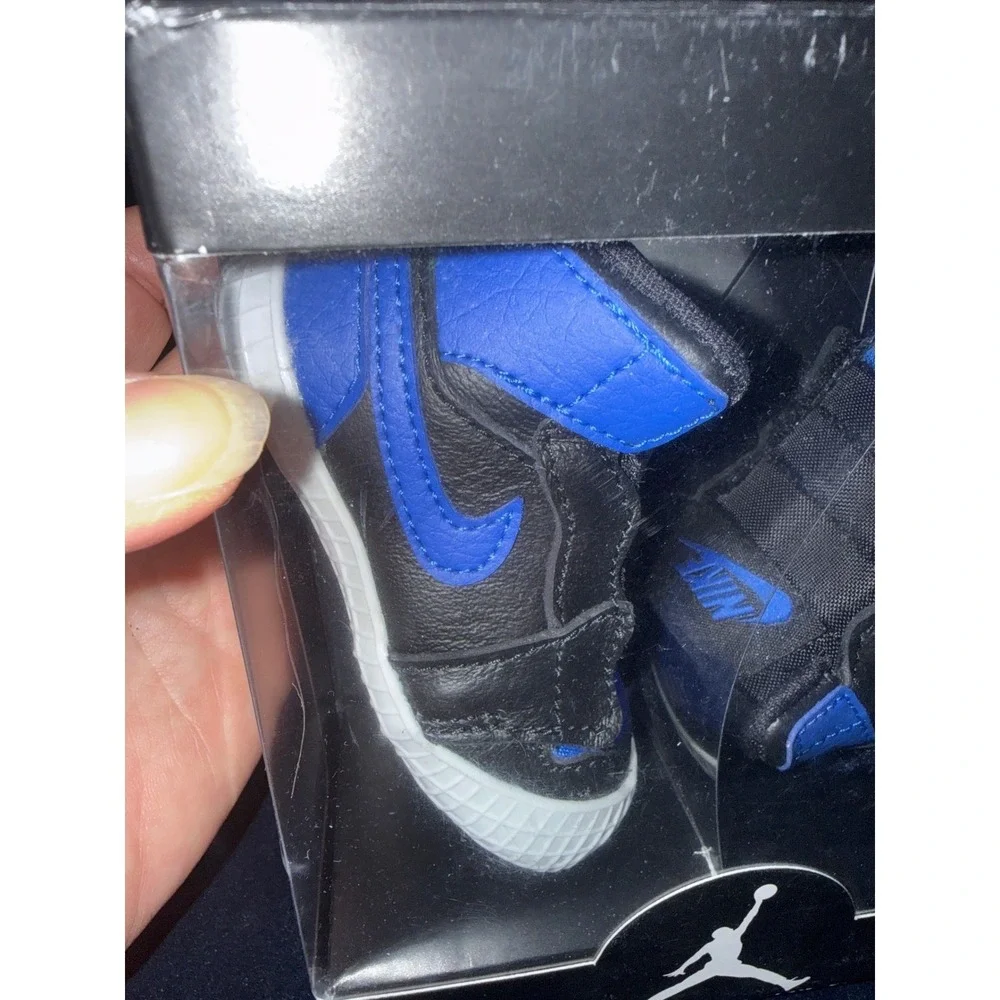 Nike Jordan 1 Crib Bootie Black Varsity Royal Blue AT3745-007 Infant Size 3C